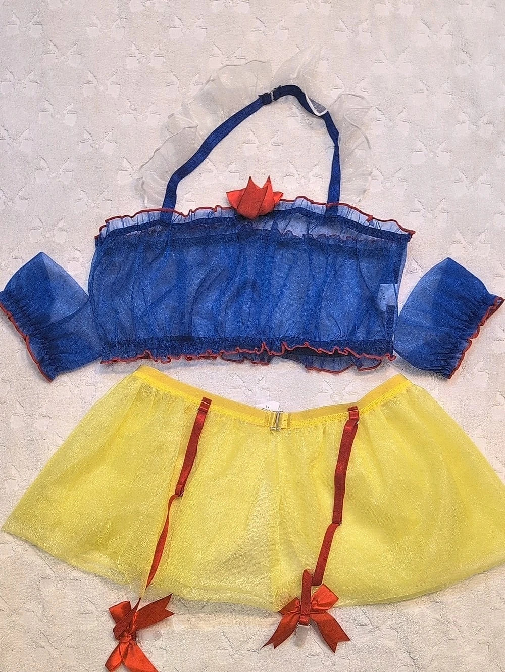 Womens Halloween Cinderella Blue & Yellow Costume Set Size Medium Like New